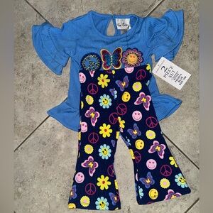 Rare Editions Two Piece Set NWT 12m Peace Love Butterflies